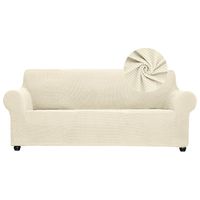 Pokrowiec na Kanapę 3 Osobowa Żakardowy Elastyczny Różowy Drobna Kratka