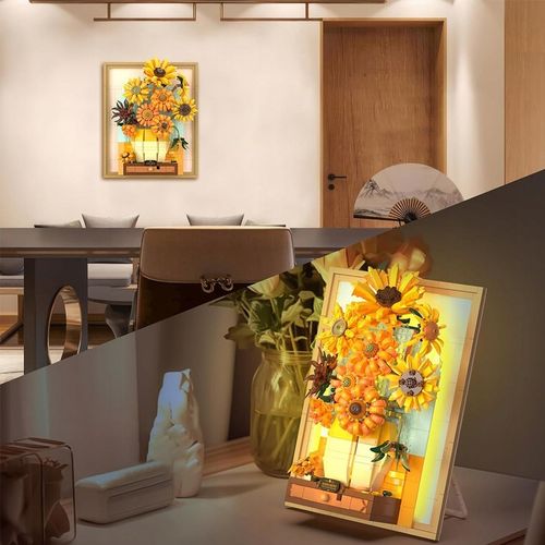 KLOCKI CREATIVE OBRAZ SŁONECZNIKI VAN GOGH PUZLE 3D ZESTAW 1166EL. Z LED na Arena.pl