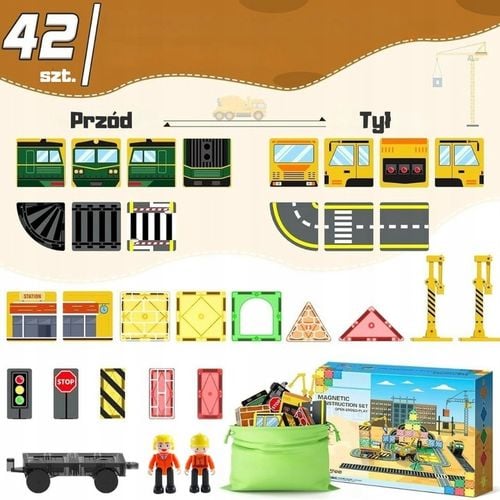 Klocki Magnetyczne Konstrukcyjne Duże Dzieci Zabawki Chłopca Zestaw Pojazdy na Arena.pl
