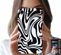 ETUI DO IPHONE SE / SE2 - CZARNO BIAŁA ABSTRAKCJA + SZKŁO HART