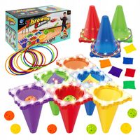 GRA ZRĘCZNOŚCIOWA 3W1 RZUCANIE DO CELU PIŁKI WORECZKI PACHOŁKI OBRĘCZE LED