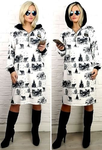 ORYGINALNA DAMSKA SPORTOWA SUKIENKA PROSTA TUBA Z KAPTUREM 48 50 52 UNI na Arena.pl