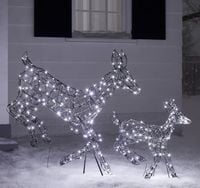 Dekoracja świąteczna Renifer LED matka i dziecko z rattanu