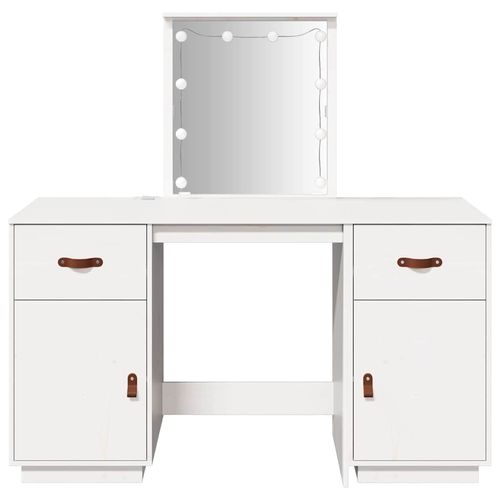 Toaletka z LED, vit, lite drewno sosnowe na Arena.pl