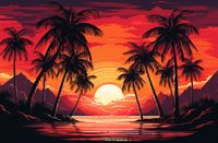 Plakat 86,4x56,8cm Palmy Przy Lagunie