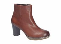 Gabor Botki damskie - Słupek 6,5 cm, na zamek - rozmiar 35 - Brązowa skóra