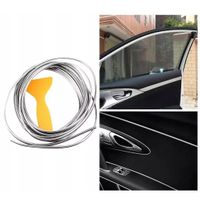 Taśma ozdobna dekoracyjna plastikowa elastyczna srebrna wykończeniowa wciskana chrom tuning estetyka i styl 5 metrów HIT