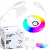 LAMPKA NA BIURKO LED LAMPA BIURKOWA STOJĄCA DO NAUKI DOTYKOWA USB RGB