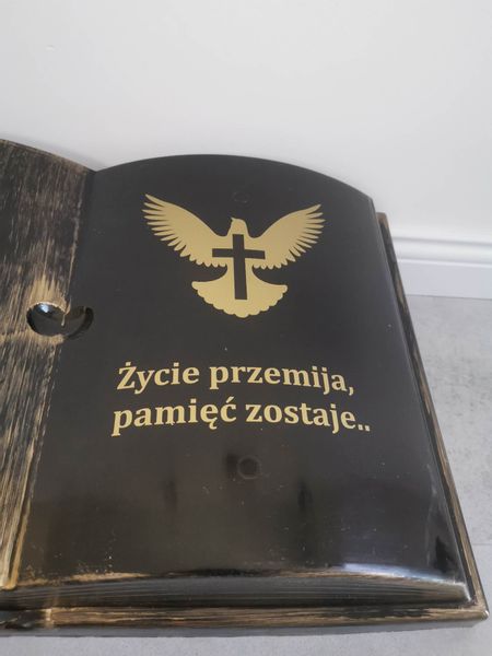 KSIĘGA na grób Podkład do stroików sztucznych Czarna ze złotym z doniczką zdjęcie 6