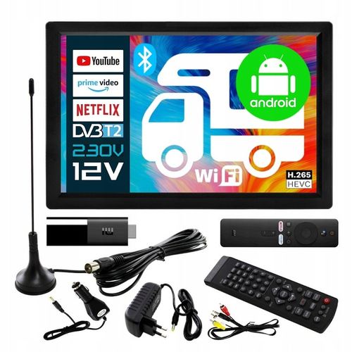 Telewizor SMART Android TV 16 cali WiFi BT USB HDMI DVBT2 230V 12V Netflix na Arena.pl