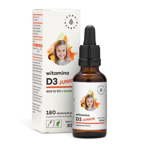Witamina D3 800 IU JUNIOR KROPLE 30ml - AURA ODPORNOŚĆ zdjęcie 1