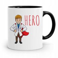 Kubek Czarny Dla Doktora Lekarza Medyka Hero Z Nadrukiem Ze Zdjęciem