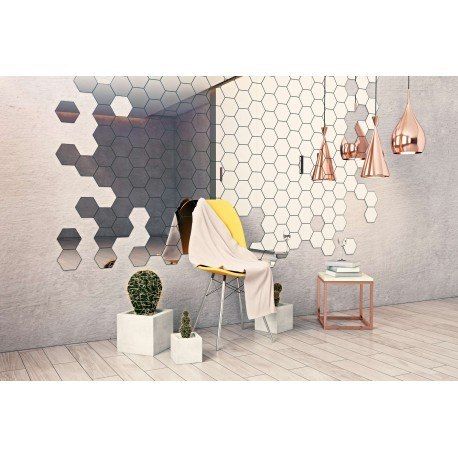 Dekoracyjne lustro akrylowe Hex - srebrne zdjęcie 8