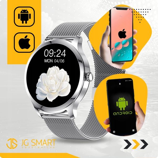 SMARTWATCH DAMSKI DLA KOBIETY MENU PL ROZMOWY SMART WATCH SREBRNY 2 PASKI zdjęcie 6