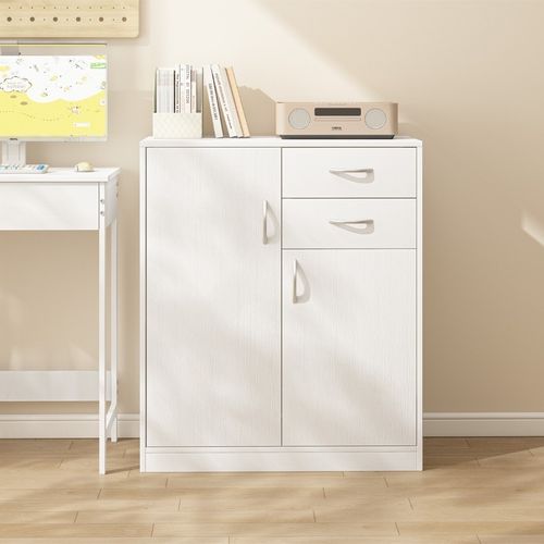 Komoda z szufladami i półkami loft skandynawski regał szafka biała 74cm na Arena.pl