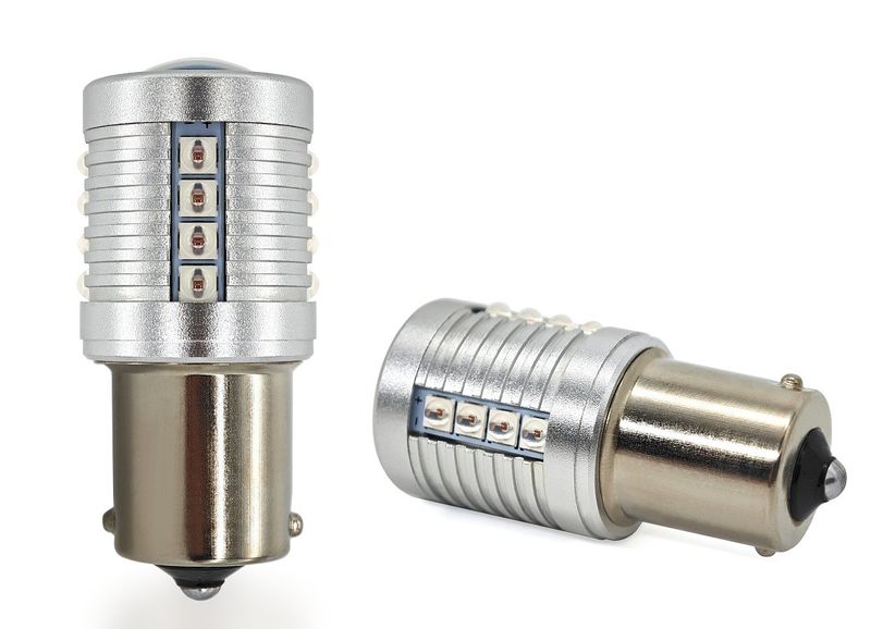 żarówka P21W LED BA15S 12-24V CANBUS 2000lm czerwona zdjęcie 1