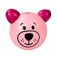 Drewniana główka MIŚ misie buzia 24mm jasny róż