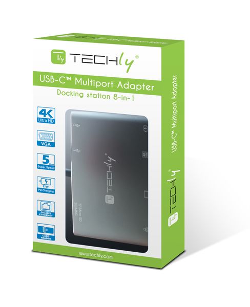 ADAPTER TECHLY USB-C MULTI HDMI/VGA/RJ45/USB-C PD/USB-A/MICROSD106169 zdjęcie 4