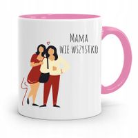 Kubek Różowy Prezent Dla Mamy Mama Wie Wszystko Z Nadrukiem Ze Zdjęciem