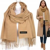 CIEPŁY KASZMIROWY w dotyku SZAL Z WEŁNĄ damski gładki szalik KLASYK