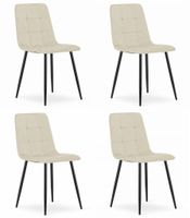 Krzesło beżowe tapicerowane KARA aksamit 4 szt loft nowoczesne