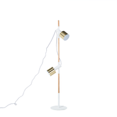 Lampa podłogowa regulowana drewniana biała OWENS