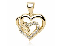 WISIOREK POZŁACANY SREBRNY SERCE BIAŁE CYRKONIE