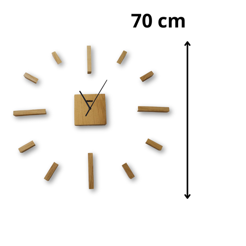 Zegar Ścienny Drewniany Duży 3D Przyklejany Na Ścianę Do Salonu Dębowy Loft na Arena.pl