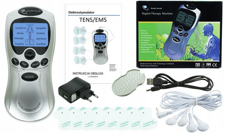 ELEKTROSTYMULATOR MIĘŚNI NERWÓW TENS EMS MOCNY SET zdjęcie 6