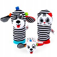 BALIBAZOO Grzechotki 3D skarpetki i grzechotka na rączkę kontrastow