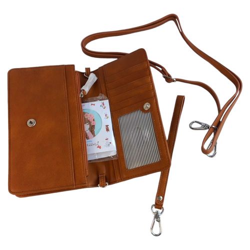 Torebka Damska na Ramię Skóra PU Kopertówka Brąz na Arena.pl