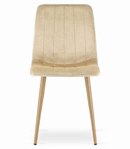 Krzesło LAVA - beż aksamit / nogi kolor drewna x 4 na Arena.pl