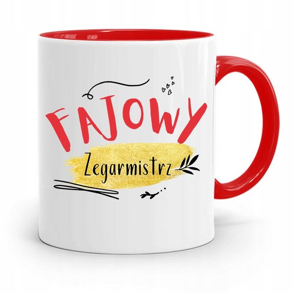 Kubek Czerwony Zegarmistrza Fajowy Zegarmistrz Z Nadrukiem Ze Zdjęciem zdjęcie 1