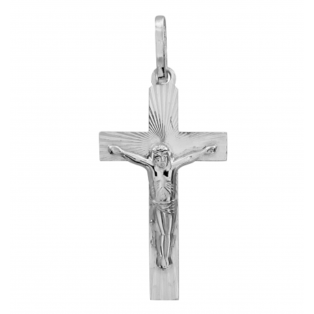 SREBRNY KRZYŻYK Z JEZUSEM DIAMENTOWANY PRÓBA SREBRA 925 GRAWER GRATIS! zdjęcie 1