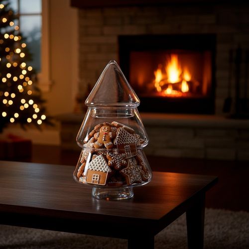 SZKLANA BOMBONIERKA CHOINKA DEKORACJA ŚWIĄTECZNA POJEMNIK NA SŁODYCZE na Arena.pl