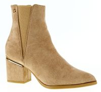 Botki zamszowe na słupku 7 cm. szpic beż khaki Rozmiar obuwia - 36