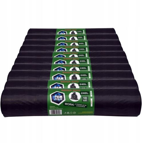 WORKI NA ŚMIECI 360L 100szt Uniwersalne Mocne Grube Czarne Duże Pam Folie na Arena.pl