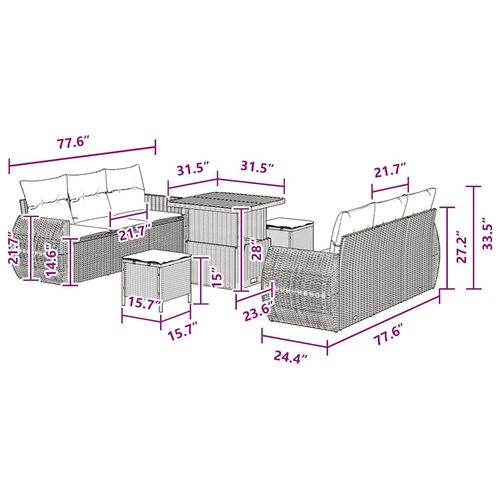 Zestaw Sof na Ogród 9 pcs Czarny polirattan na Arena.pl