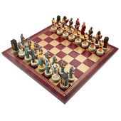 WŁOSKI ZESTAW GRECY VS RZYMIANIE + SZACHOWNICA ZŁOTO/BURGUND 33