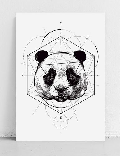 Plakat portret panda geometria 21x29,7 cm A4 na Arena.pl