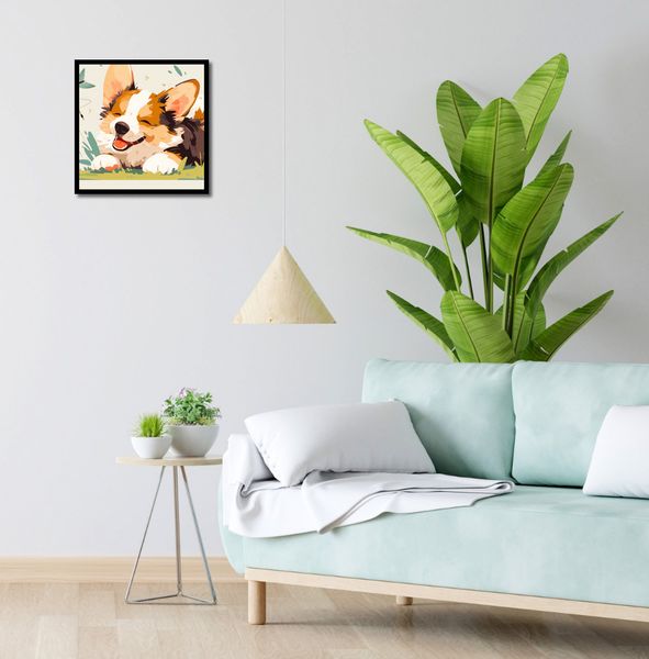 Plakat 40x40cm Beztroski Corgi zdjęcie 4