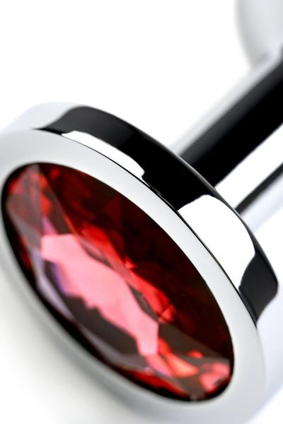 Silver Anal Plug With Gem, Red zdjęcie 7