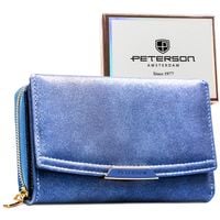 granatowy portfel damski ze skóry ekologicznej wyposażony w system rfid -