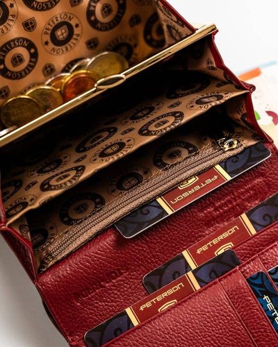 efektowny portfel damski z lakierowanej skóry naturalnej - peterson na Arena.pl