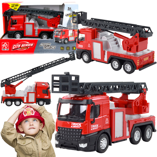 Straż Pożarna Wóz Strażacki Z Drabiną Ruchome Elementy Replika W Skali 1:32 na Arena.pl