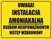 Tabliczka Uwaga! Instalacja amoniakalna grawer piktogram 20x15cm duży wybór