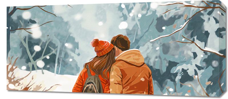 Obraz 90x40cm Razem w Śniegu zdjęcie 1