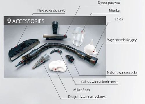 Czyścik Parowy Myjka Camry 7021 1500W 3,5Bar +Duży Zestaw Końcówek na Arena.pl