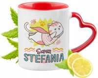 Kubek Czerwony Z Uszkiem W Kształcie Serca Dla Stefanii Na Prezent