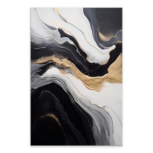 Obraz Do Salonu MARMUR Czarno-Biała Abstrakcja Elementy Złota 120cm x 80cm na Arena.pl
